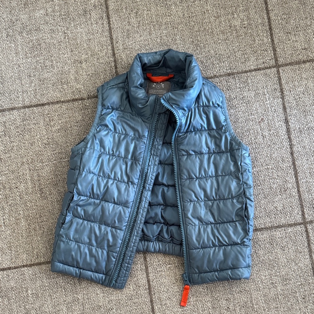 Primary Navy Puffer Vest with Orange Detail